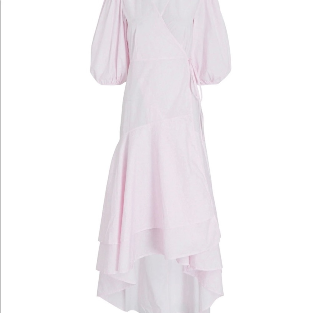 Ganni Poplin Puff Sleeve Wrap Dress 36(us4-6)